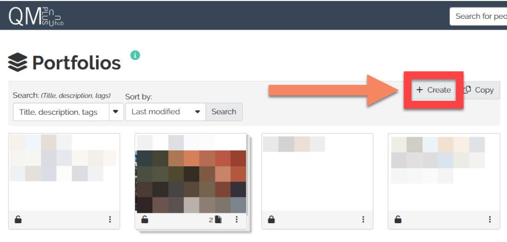A screenshot showing how to create a page in QMplus Hub